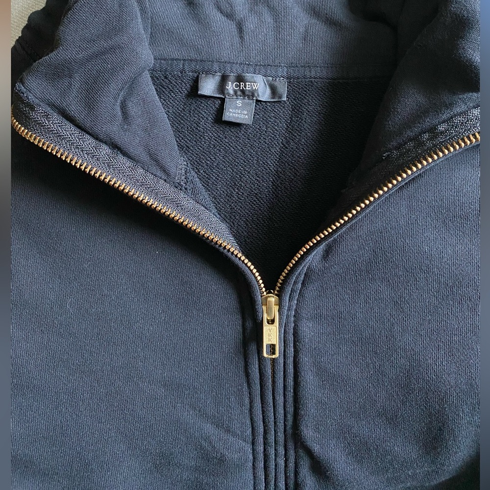 J. Crew Cotton University Terry Long Half-zip Tunic in Black Size Small - Picture 6 of 8